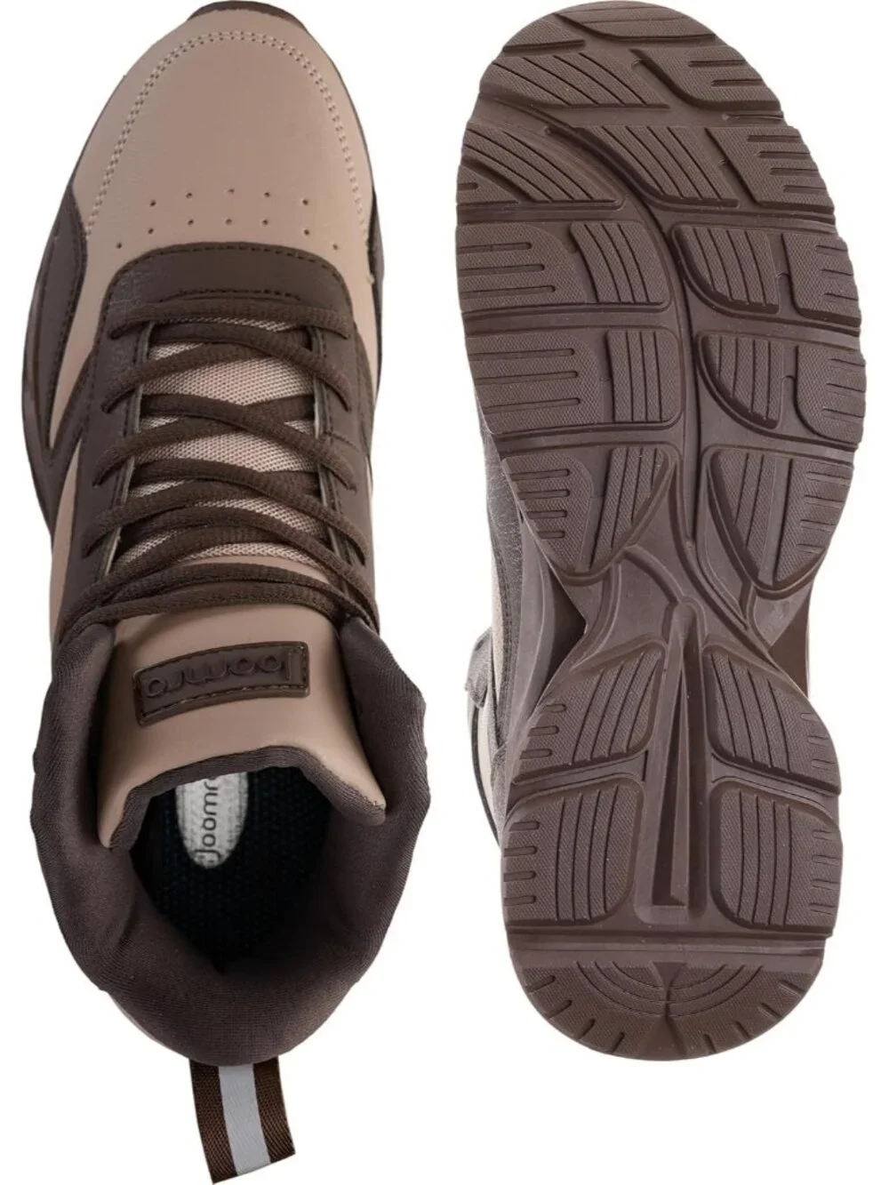 Joomra Men's Tan X3 Rubber Leather High Top Athletic Inspired Lace Up Sneakers